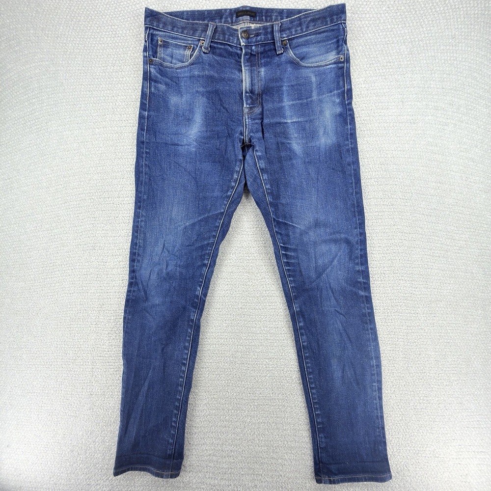 Uniqlo Selvedge Jeans Mens 32x32 Slim Straight Kaihara‎ Stretch Blue Denim